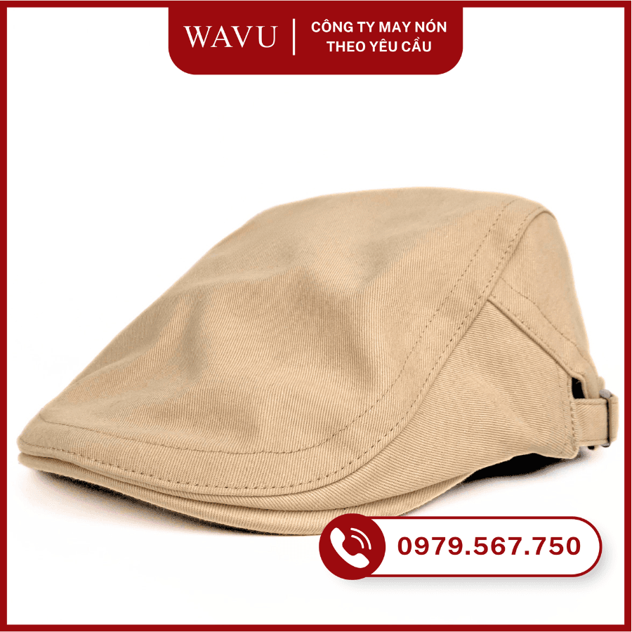 May nón beret in thêu logo