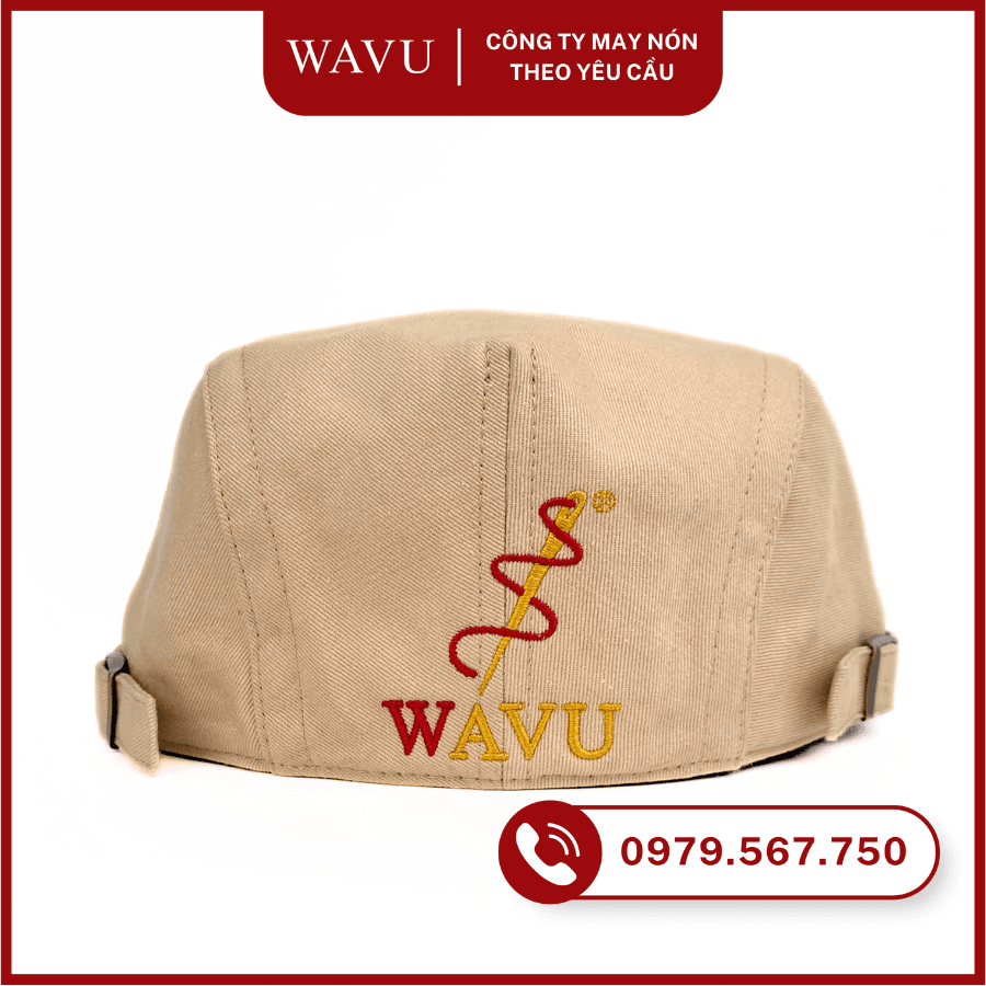 May nón beret thêu logo 2D