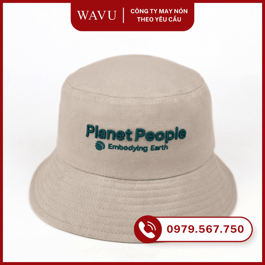 May nón bucket thêu logo 3D