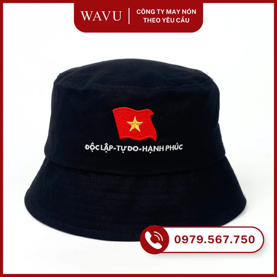 Nón bucket thêu cờ Việt Nam