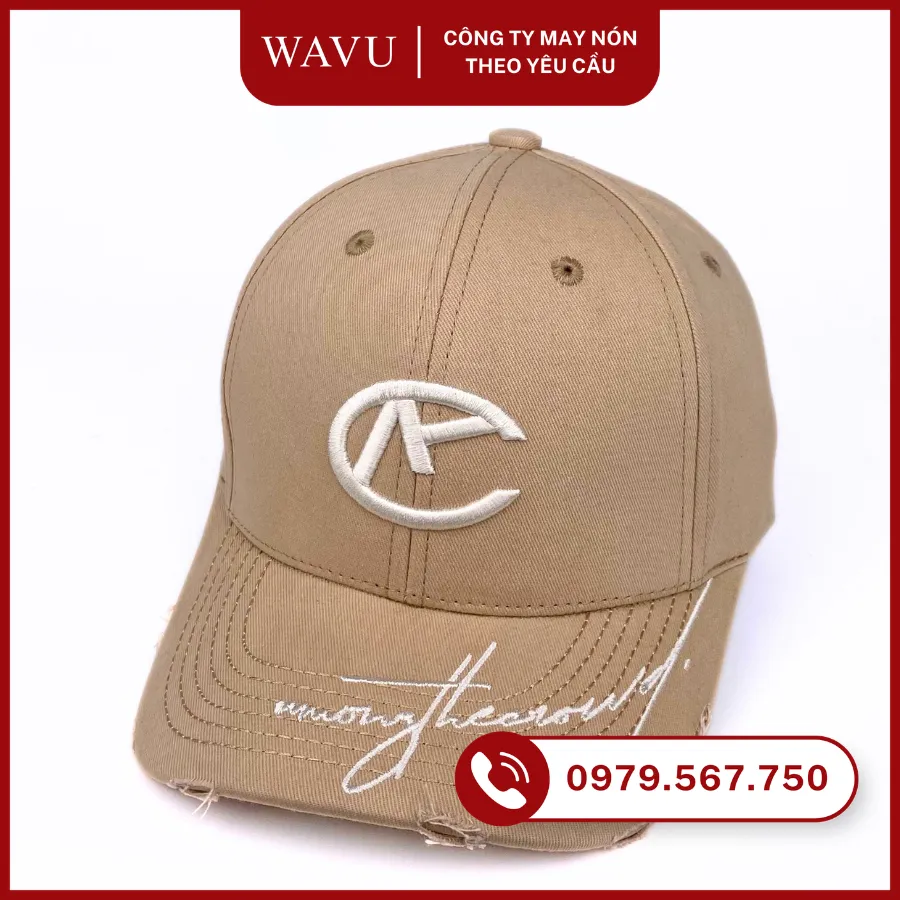 May mũ lưỡi trai thêu logo 3D